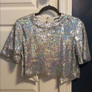 Sequin Backless Top